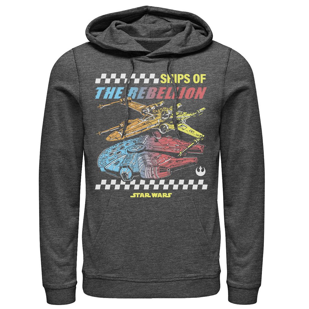 キャラクター フーディー パーカー チャコール ヘザー スターウォーズ 【 HEATHER LICENSED CHARACTER SHIPS OF THE REBELLION HOODIE CHARCOAL 】