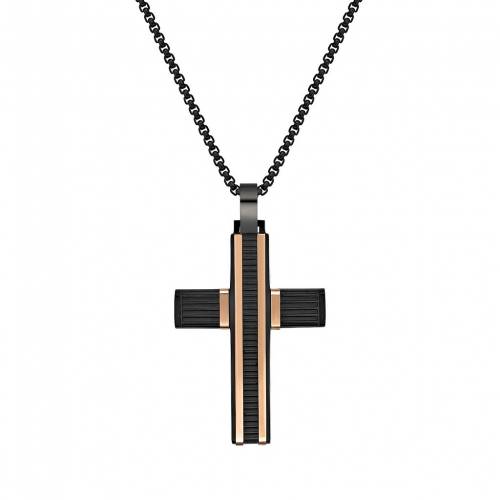 ステンレス 銀色 スチール ネックレス 【 LYNX TWO TONE STAINLESS STEEL CROSS PENDANT NECKLACE / TWO TONE 】 ジュエリー アクセサリー メンズジュエリー ペンダント