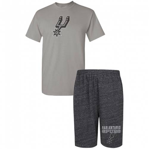 チャコール スパーズ Tシャツ ショーツ ハーフパンツ 灰色 グレー サンアントニオ & 【 UNBRANDED CONCEPTS SPORT GRAY/HEATHERED CHARCOAL SAN ANTONIO SPURS PITCH T-SHIRT SHORTS SET / SPR GREY 】 インナー 下着 ナイト