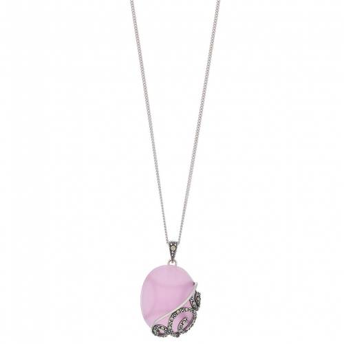 俧 С ԥ &  TORI HILL STERLING SILVER PINK GLASS MARCASITE OVAL PENDANT /  奨꡼ ꡼ ǥ奨꡼ ͥå쥹 ڥ