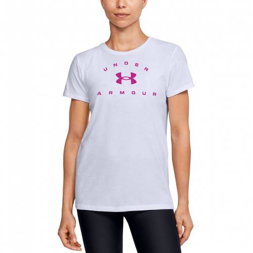 アンダーアーマー UNDER ARMOUR グラフィック Tシャツ 白色 ホワイト ピンク アンダーアーマー 【 PINK ARCH GRAPHIC TEE WHITE METOR 】 レディースファッション トップス Tシャツ カットソー