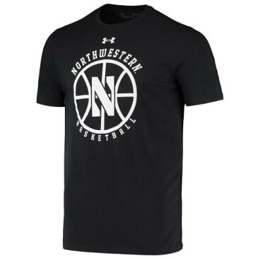 アンダーアーマー UNDER ARMOUR 黒色 ブラック ノースウェスタン ワイルドキャッツ ロゴ バスケットボール Tシャツ アンダーアーマー メンズ 【 BLACK LOGO BASKETBALL TSHIRT NWT 】