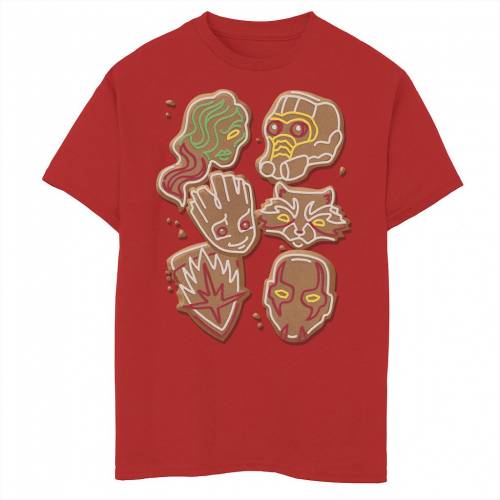 MARVEL ギャラクシー クリスマス グラフィック Tシャツ 赤 レッド 【 RED MARVEL GUARDIANS OF THE GALAXY GINGERBREAD COOKIES CHRISTMAS GRAPHIC TEE 】 キッズ ベビー マタニティ トップス Tシャツ