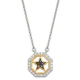 銀色 シルバー 黒色 ブラック 白色 ホワイト ダイヤモンド ネックレス T.W. & 【 JEWELEXCESS TWO TONE STERLING SILVER 1/10 CARAT BLACK WHITE DIAMOND STAR PENDANT NECKLACE / TWO TONE 】 ジュエリー アクセサリー レディ