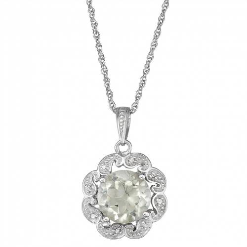 銀色 シルバー 緑 グリーン ダイヤモンド & 【 JEWELEXCESS STERLING SILVER GREEN STONE DIAMOND ACCENT FLOWER PENDANT / SILVERTONE 】 ジュエリー アクセサリー レディースジュエリー ネックレス ペンダント