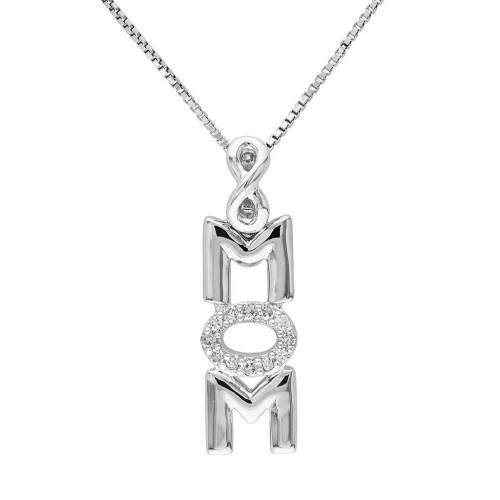 Coral Pink - ダイヤモンド 銀色 シルバー ネックレス 白色 ホワイト 【 STELLA GRACE DIAMOND ACCENT STERLING SILVER MOM INFINITY PENDANT NECKLACE / WHITE 】 ジュエリー アクセサリー レディースジュエリー ペンダント