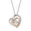  俧 С ͥå쥹 T.W.  SILVER DIAMONLUXE FLOATING 9 10 CARAT SIMULATED DIAMOND TWO TONE STERLING DOUBLE HEART PENDANT NECKLACE 