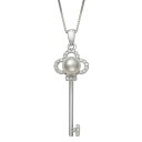 銀色 シルバー パール & 【 UNBRANDED STERLING SILVER FRESHWATER CULTURED PEARL CUBIC ZIRCONIA KEY PENDANT / 】 ジュエリー アクセサリー レディースジュエリー ネックレス ペンダント