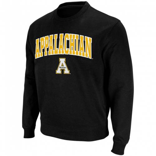 コロシアム 黒色 ブラック スケートボード マウンテニアーズ ロゴ クルー スウェットシャツ トレーナー & 【 COLOSSEUM BLACK APPALACHIAN STATE MOUNTAINEERS ARCH LOGO CREW NECK SWEATSHIRT / APP BLACK 】 メンズフ