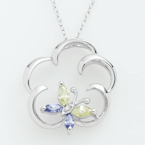 プラチナム 銀色 シルバー 【 JEWELRY FOR TREES PLATINUM OVER SILVER CUBIC ZIRCONIA BUTTERFLY PENDANT / 】 ジュエリー アクセサリー レディースジュエリー ネックレス ペンダント