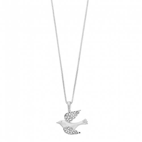 銀色 シルバー ダイヤモンド ネックレス T.W. 【 GEMMINDED STERLING SILVER 1/6 CARAT DIAMOND BIRD PENDANT NECKLACE / 】 ジュエリー アクセサリー レディースジュエリー ペンダント
