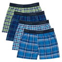 【★Fashion THE SALE★1/14迄】ヘインズ アルティメイト ウーブン 青色 ブルー 緑 グリーン FLEX? 【 HANES S 6-20 ULTIMATE 4-PACK WOVEN BOXERS WITH COMFORT WAISTBAND / BLUE GREEN PLAID 】 キッズ ベビー マタニティ ボトムス パンツ