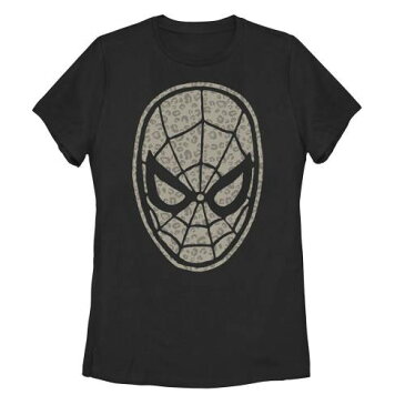 ヒョウ柄 レオパード Tシャツ 黒色 ブラック ジュニア キッズ 【 MARVEL SPIDERMAN MASK LEOPARD FILL TEE BLACK 】