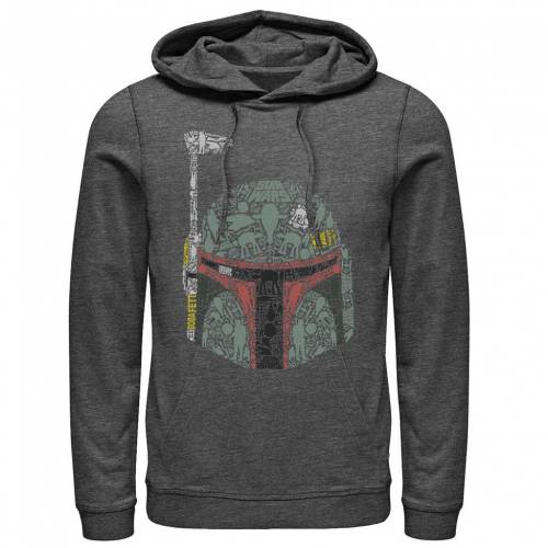 STAR WARS ヘルメット フーディー パーカー チャコール ヘザー スターウォーズ 【 HELMET HEATHER BOBA FETT SILHOUETTE FILL HOODIE CHARCOAL 】