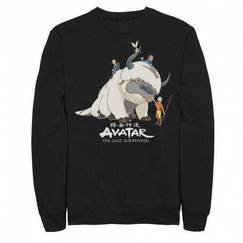 キャラクター スウェットシャツ トレーナー 黒色 ブラック AVATAR: 【 LICENSED CHARACTER THE LAST AIRBENDER APPA RIDE GROUP SHOT SWEATSHIRT / BLACK 】 メンズファッション トップス