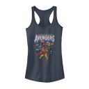 キャラクター クラシック ビンテージ ヴィンテージ タンクトップ 藍色 インディゴ 【 LICENSED CHARACTER MARVEL AVENGERS CLASSIC VINTAGE GROUP SHOT TANK / INDIGO 】 キッズ ベビー マタニティ トップス パーカ