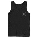 キャラクター ロゴ タンクトップ 黒色 ブラック 【 LICENSED CHARACTER GEMINI SIGN LEFT CHEST LOGO TANK TOP / BLACK 】 メンズファッション トップス