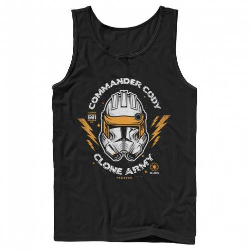 キャラクター コマンダー アーミー タンクトップ 黒色 ブラック スターウォーズ 【 LICENSED CHARACTER STAR WARS COMMANDER CODY CLONE ARMY HEAD SHOT TANK TOP / BLACK 】 メンズファッション トップス