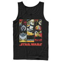 キャラクター タンクトップ 黒色 ブラック スターウォーズ 【 LICENSED CHARACTER STAR WARS MAUL TROOPER ANAKIN RETRO PANELS TANK TOP / BLACK 】 メンズファッション トップス