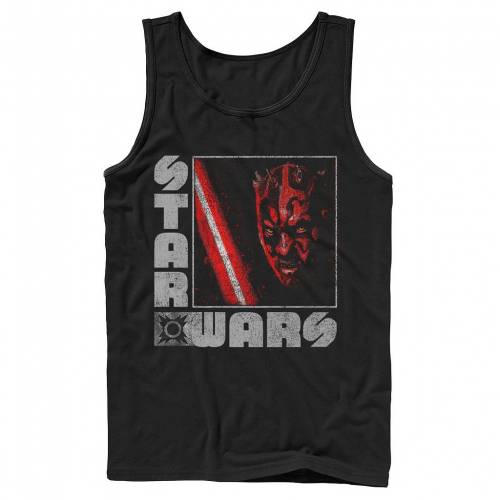 キャラクター タンクトップ 黒色 ブラック スターウォーズ 【 LICENSED CHARACTER STAR WARS DARTH MAUL DISTRESSED SQUARE PORTRAIT TANK TOP / BLACK 】 メンズファッション トップス