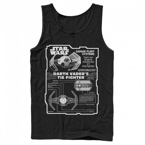 ネクタイ ファイター タンクトップ 黒色 ブラック スターウォーズ 【 STAR WARS DARTH VADER TIE FIGHTER SCHEMATIC TANK TOP / BLACK 】 メンズファッション トップス