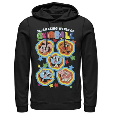 LICENSED CHARACTER キャラクター スターズ フーディー パーカー 黒色 ブラック メンズ 【 LICENSED CHARACTER CARTOON NETWORK THE AMAZING WORLD OF GUMBALL FIVE STARS GROUP SHOT HOODIE BLACK 】