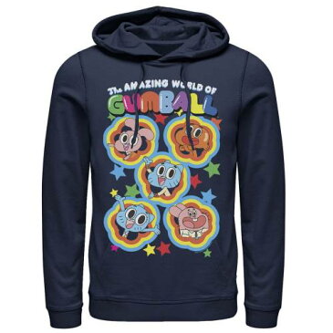 LICENSED CHARACTER キャラクター スターズ フーディー パーカー 紺色 ネイビー メンズ 【 LICENSED CHARACTER CARTOON NETWORK THE AMAZING WORLD OF GUMBALL FIVE STARS GROUP SHOT HOODIE NAVY 】