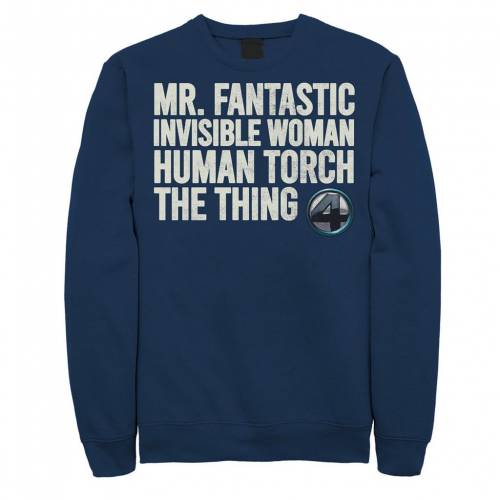 マーベル チーム スウェットシャツ トレーナー 紺色 ネイビー 【 MARVEL FANTASTIC FOUR TEAM NAME STACK SWEATSHIRT / NAVY 】 メンズファッション トップス