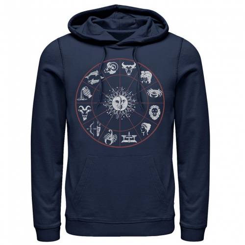 キャラクター フーディー パーカー 紺色 ネイビー 【 LICENSED CHARACTER FIFTH SUN CELESTIAL WHEEL STAMP HOODIE NAVY 】