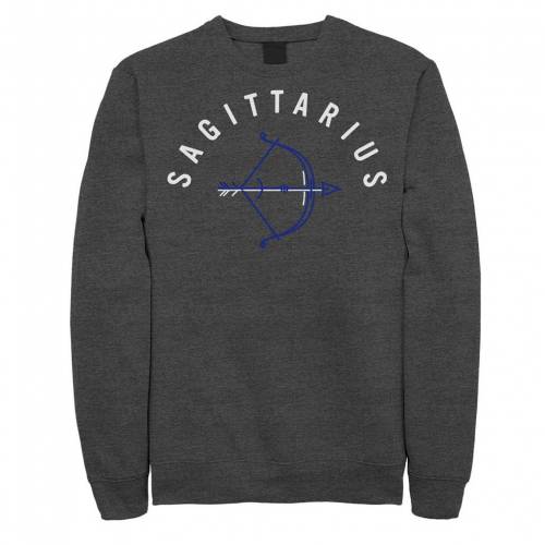 キャラクター アロー 青色 ブルー スウェットシャツ トレーナー チャコール ヘザー 【 LICENSED CHARACTER SAGITTARIUS BOW AND ARROW BLUE INK SKETCH SWEATSHIRT / CHARCOAL HEATHER 】 メンズファッション トップス