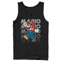 キャラクター タンクトップ 黒色 ブラック 【 LICENSED CHARACTER NINTENDO SUPER MARIO NAME FADE POSTER TANK TOP / BLACK 】 メンズファッション トップス