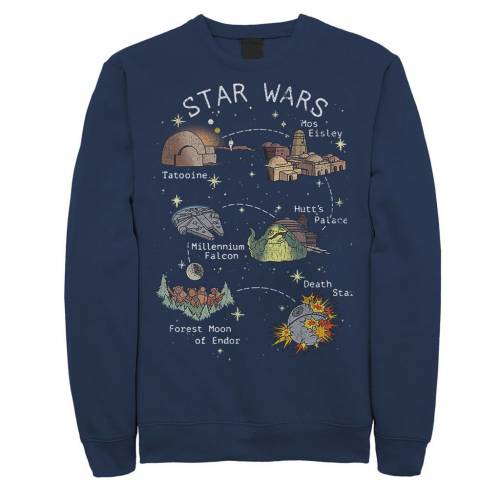 STAR WARS スウェットシャツ トレーナー 紺色 ネイビー スターウォーズ 【 STORY MAP SWEATSHIRT NAVY 】