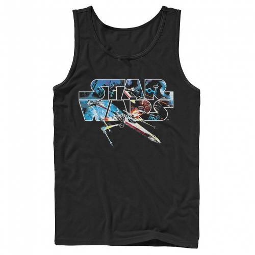 楽天スニケスタンクトップ 黒色 ブラック スターウォーズ 【 STAR WARS X-WING MOVIE SCENE TEXT TANK TOP / BLACK 】 メンズファッション トップス パーカー