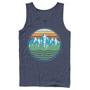 【★Fashion THE SALE★1/14迄】キャラクター アート タンクトップ 紺色 ネイビー 【 LICENSED CHARACTER WAVY MOUNTAIN LINE ART CIRCLE TANK / NAVY 】 メンズファッション トップス