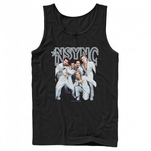 キャラクター タンクトップ 黒色 ブラック 【 LICENSED CHARACTER NSYNC GROUP SHOT PORTRAIT TANK TOP / BLACK 】 メンズファッション トップス