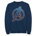 キャラクター 青色 ブルー ロゴ スウェットシャツ トレーナー 紺色 ネイビー 【 LICENSED CHARACTER MARVEL AVENGERS BLUE LOGO SWEATSHIRT / NAVY 】 メンズファッション トップス