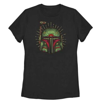 キャラクター ヘルメット Tシャツ 黒色 ブラック スターウォーズ 【 HELMET LICENSED CHARACTER BOBA FETT SUGAR SKULL STYLE PORTRAIT TEE BLACK 】