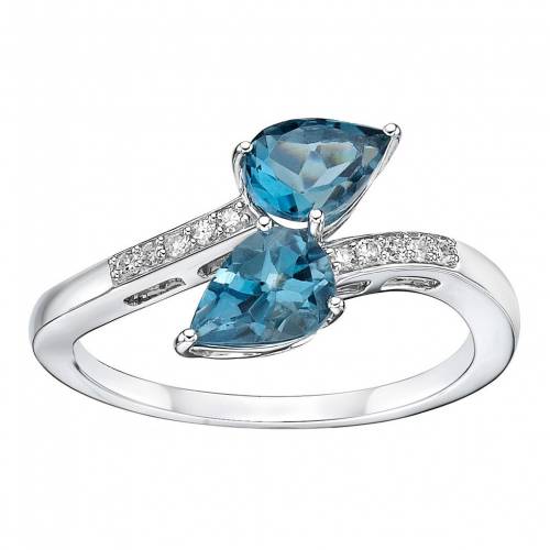 白色 ホワイト ゴールド 青色 ブルー ダイヤモンド & 【 GEMMINDED 10K WHITE GOLD LONDON BLUE TOPAZ DIAMOND ACCENT RING / 10K WHGOLD 】 ジュエリー アクセサリー レディースジュエリー 指輪 リング