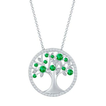 【★スーパーSALE★9/11深夜2時迄】銀色 シルバー 緑 グリーン ネックレス 【 SILVER GREEN UNBRANDED STERLING CUBIC ZIRCONIA TREE OF LIFE NECKLACE 】