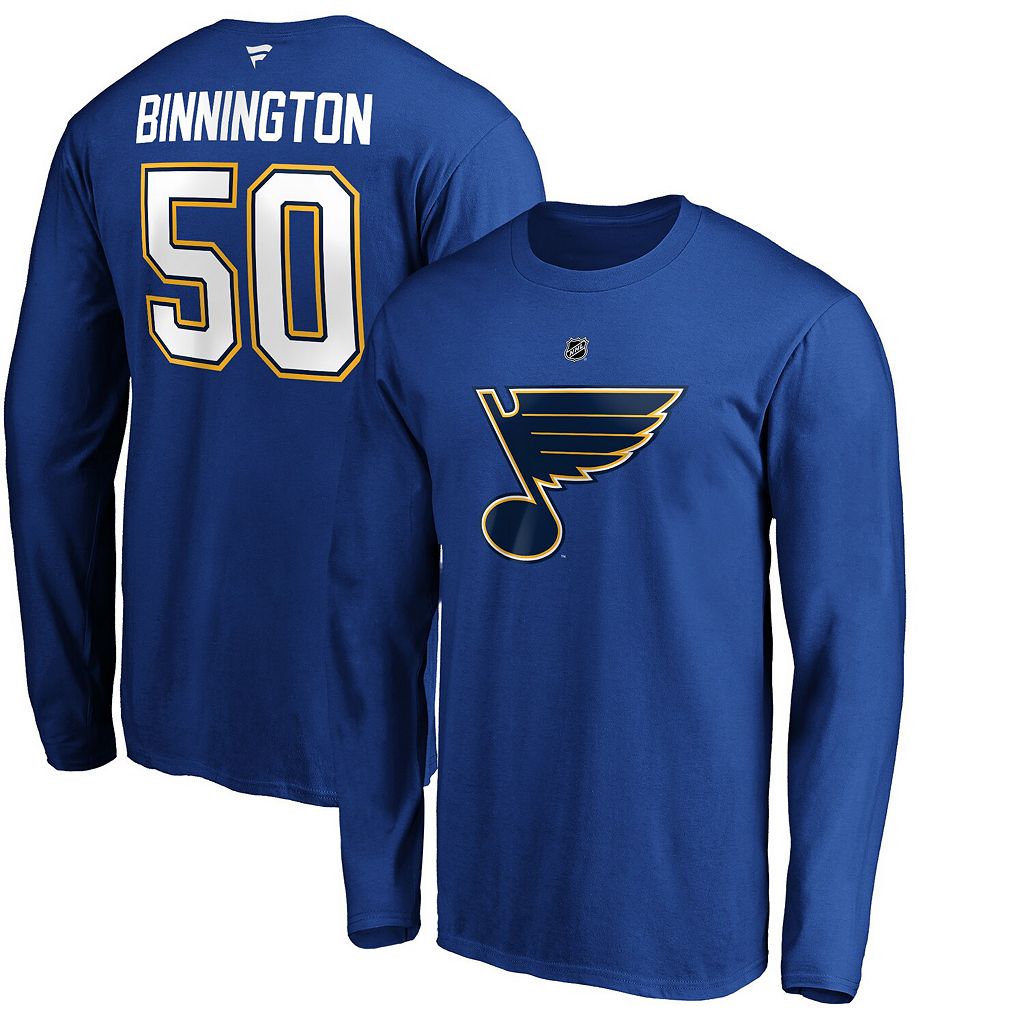 ファナティクス 青色 ブルー ブルース オーセンティック スリーブ Tシャツ セントルイス & 長袖 【 FANATICS BRANDED JORDAN BINNINGTON BLUE ST. LOUIS BLUES AUTHENTIC STACK NAME NUMBER LONG SLEEVE T-SHIRT / BLU BLUE 】 メ