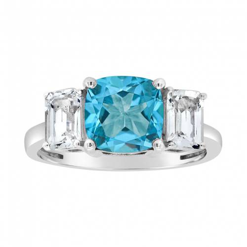 銀色 シルバー 青色 ブルー 白色 ホワイト & 【 ALYSON LAYNE STERLING SILVER BLUE TOPAZ WHITE 3-STONE RING / 】 ジュエリー アクセサリー レディースジュエリー 指輪 リング