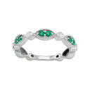 【★スーパーSALE★6/11午前2時迄】銀色 シルバー 白色 ホワイト & 【 UNBRANDED JEWELEXCESS STERLING SILVER LAB-CREATED EMERALD WHITE SAPPHIRE RING / 】 ジュエリー アクセサリー レディースジュエリー 指輪 リング