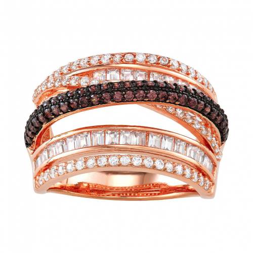 銀色 シルバー 白色 ホワイト ローズ & 【 DESIGNS BY GIOELLI STERLING SILVER MOCHA WHITE CUBIC ZIRCONIA SPLIT SHANK HIGHWAY RING / ROSE TONE 】 ジュエリー アクセサリー レディースジュエリー 指輪 リング(4)