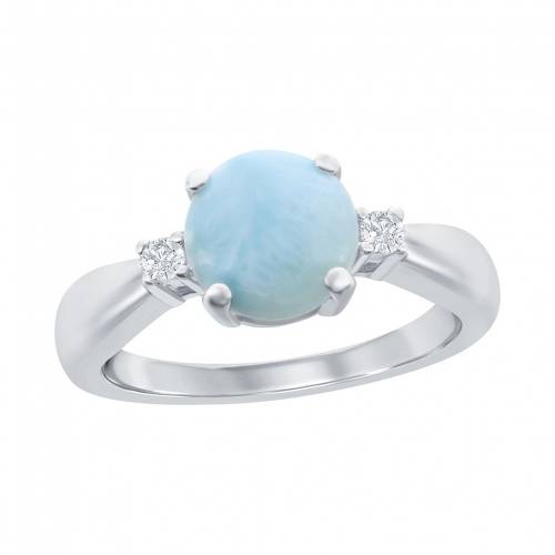 ジルコニア 【★スーパーSALE★6/11深夜2時迄】銀色 シルバー 【 UNBRANDED STERLING SILVER ROUND LARIMAR WITH CUBIC ZIRCONIA RING / 】 ジュエリー アクセサリー レディースジュエリー 指輪 リング