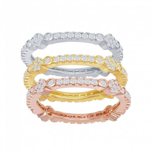 ジルコニア 銀色 シルバー 【 UNBRANDED TRI-TONE STERLING SILVER CUBIC ZIRCONIA ETERNITY RING SET / TRI TONE 】 ジュエリー アクセサリー レディースジュエリー 指輪 リング