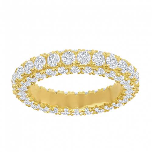 ゴールド 銀色 シルバー 【 UNBRANDED 14K GOLD OVER SILVER CUBIC ZIRCONIA ETERNITY RING / GOLD TON..