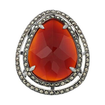 銀色 シルバー 赤 レッド 白色 ホワイト & 【 SILVER RED LAVISH BY TJM STERLING AGATE MARCASITE WITH WHITE TOPAZ RING 】