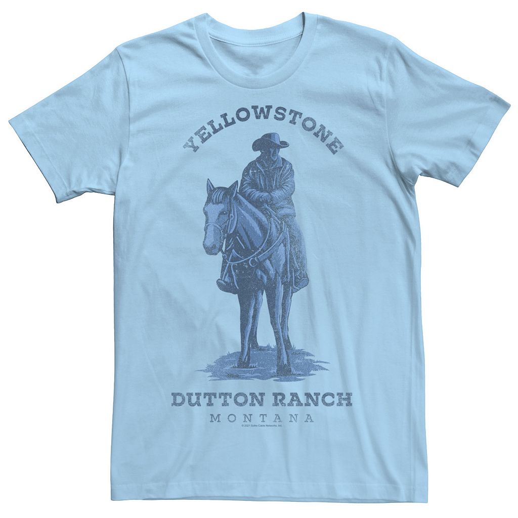 キャラクター モンタナ ロゴ Tシャツ 青色 ブルー 【 LICENSED CHARACTER YELLOWSTONE DUTTON RANCH MONTANA JOHN LOGO TEE / LIGHT BLUE 】 メンズファッション トップス カットソー