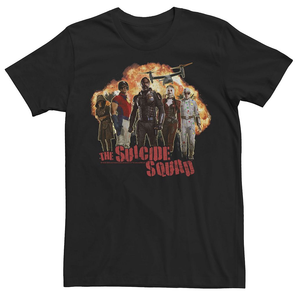 キャラクター Tシャツ 黒色 ブラック 【 LICENSED CHARACTER THE SUICIDE SQUAD GROUP EXPLOSION PORTRAIT TEE / BLACK 】 メンズファッション トップス カットソー