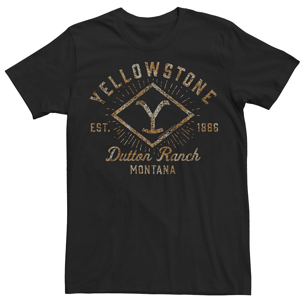 キャラクター ロゴ Tシャツ 黒色 ブラック 【 LICENSED CHARACTER YELLOWSTONE DUTTON RANCH DISTRESSED RUSTY LOGO TEE / BLACK 】 メンズファッション トップス カットソー
